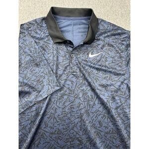 Nike Victory+ Dri-Fit Golf Polo Shirt Mens Small All Over Print Blue Black Tees
